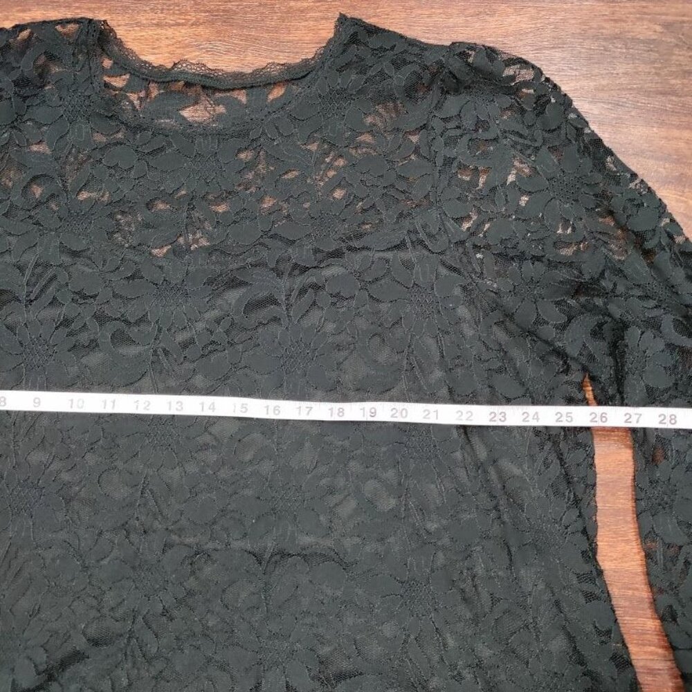 Torrid Stretch Lace & Mesh Crew Neck Long Sleeve Blouse Top Black Women's 3XL - Picture 10 of 11
